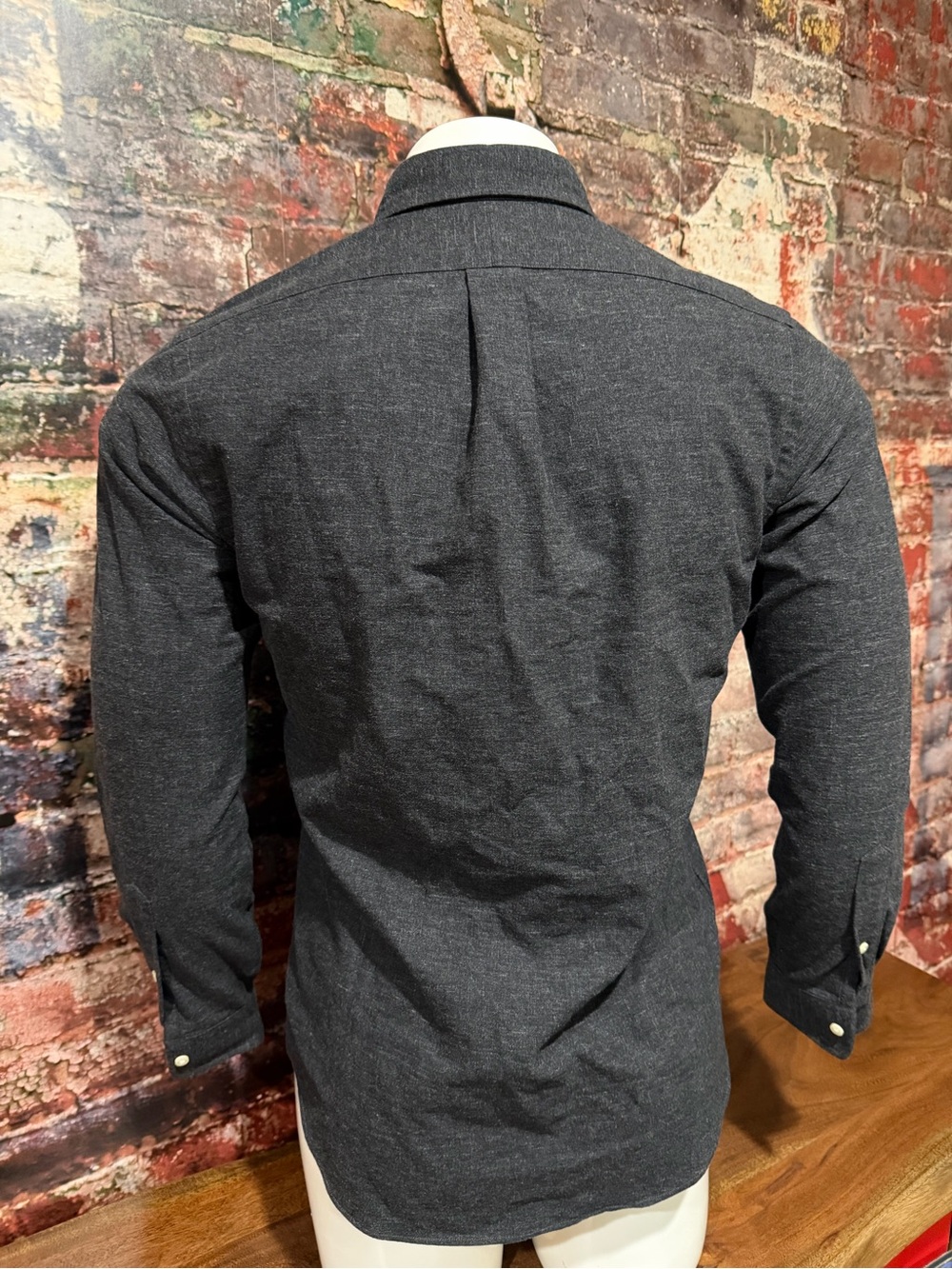 Ralph Lauren Dark Charcoal Gray Button-Down Polo Shirt - Picture 6 of 6
